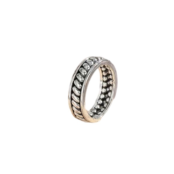 Silver and Black Textured Ring - Picture 1 of 5